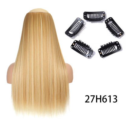 Synthetic Long Straight Clip In One Piece Hair Extension 5 Clips Fake Hair