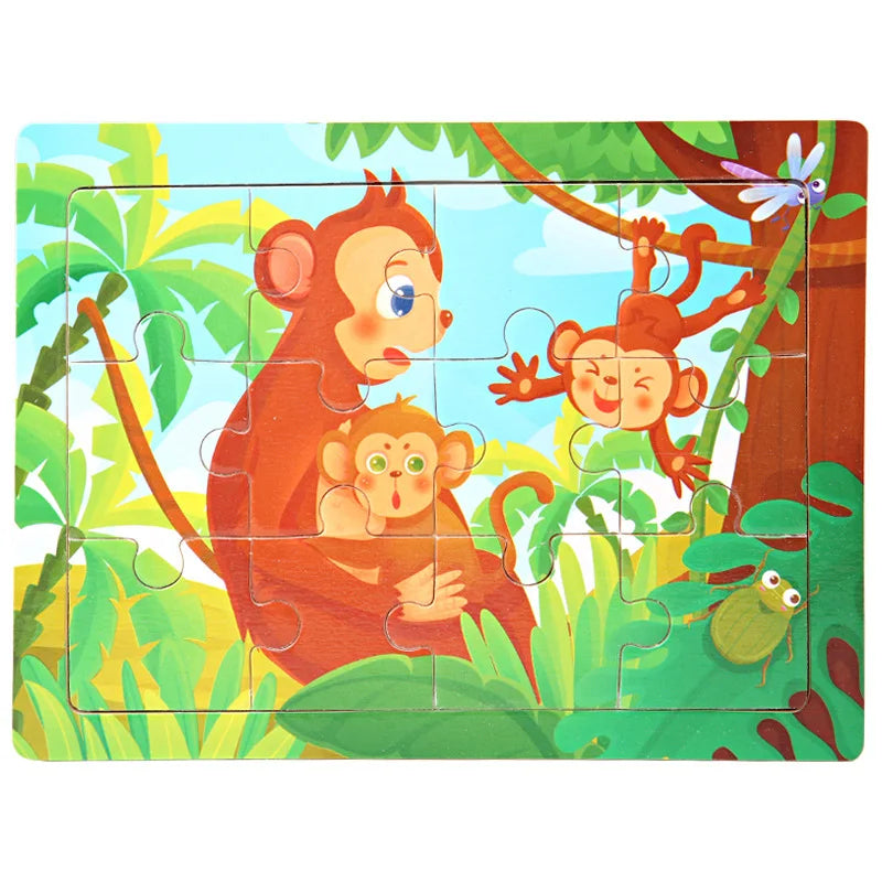 15*11cm 3D Puzzle Cartoon Animals Wood Puzzle Kids