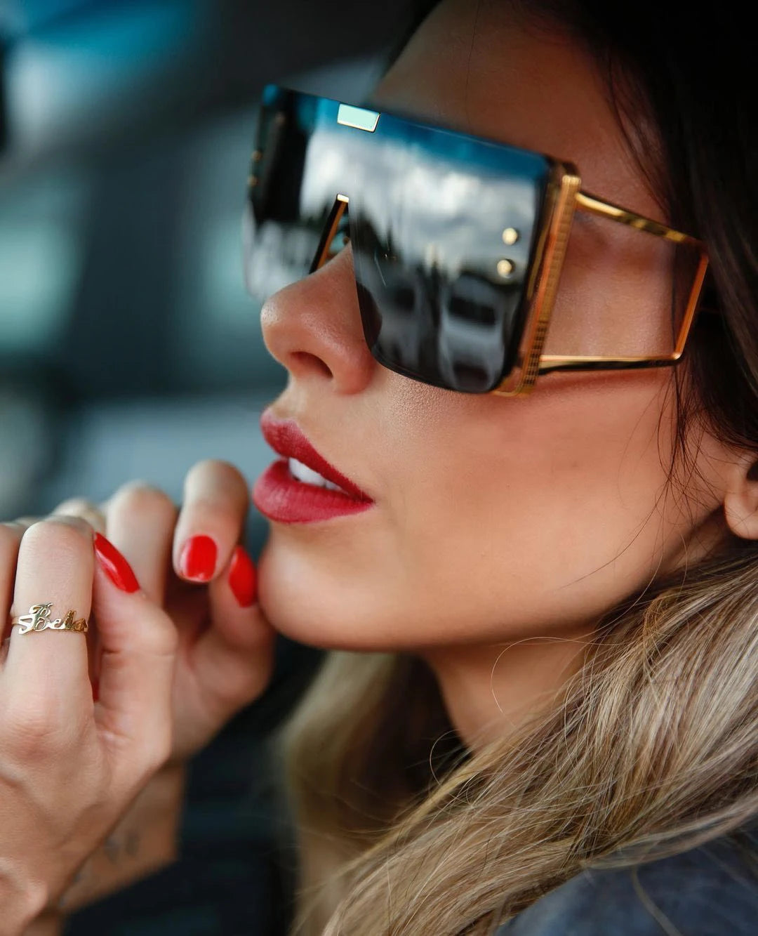 Oversized Luxury Retro One Lens Sunglasses