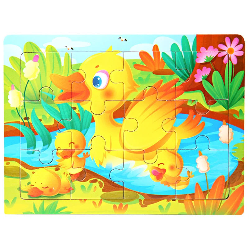 15*11cm 3D Puzzle Cartoon Animals Wood Puzzle Kids