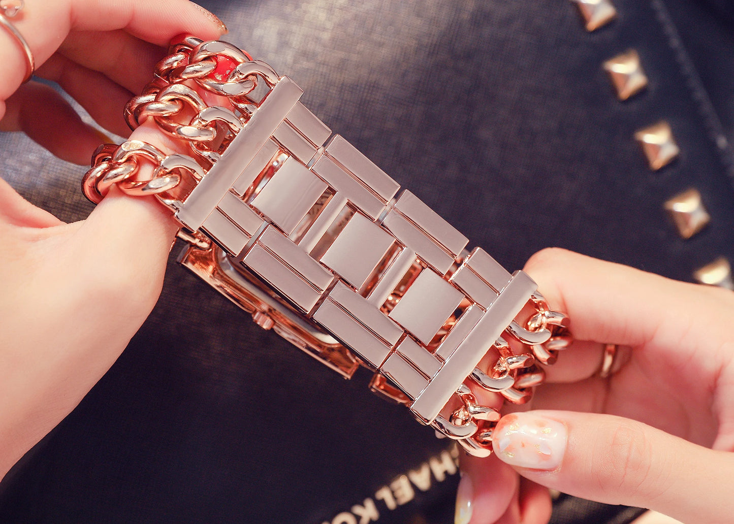 Three Chain Rhinestone Quartz Wrist Watches