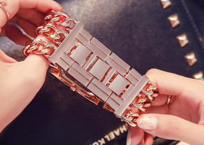 Three Chain Rhinestone Quartz Wrist Watches