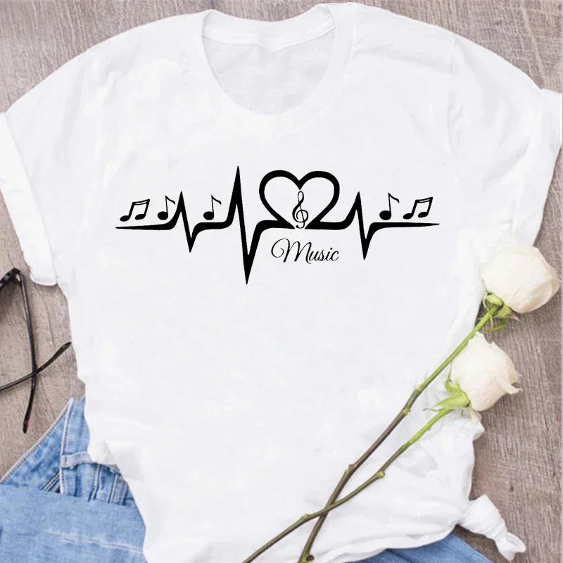 Funny Music Art Short Sleeves Black T-shirt