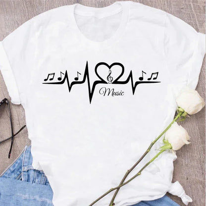 Funny Music Art Short Sleeves Black T-shirt