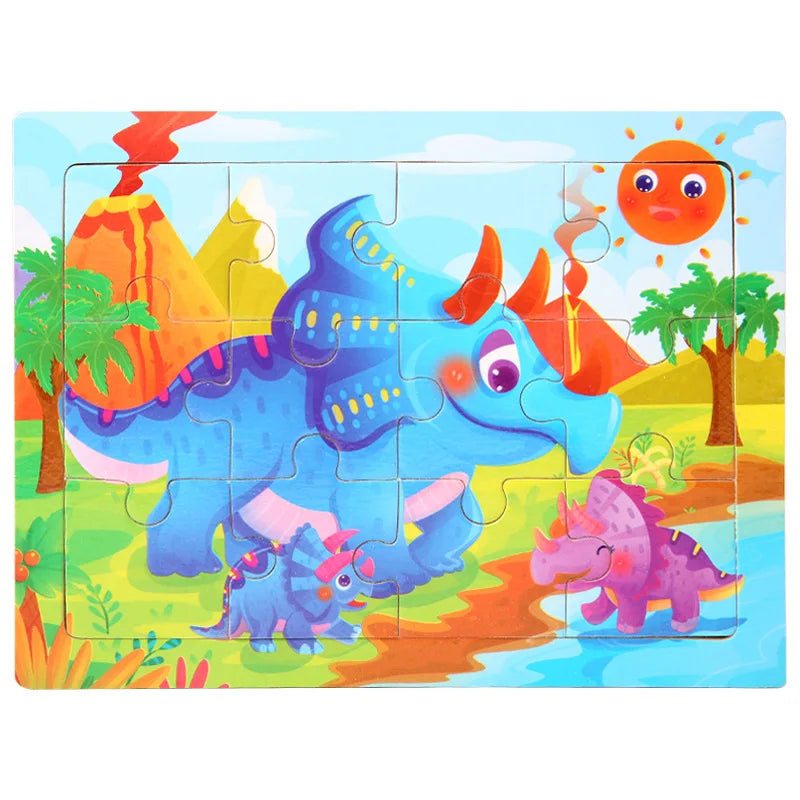 15*11cm 3D Puzzle Cartoon Animals Wood Puzzle Kids