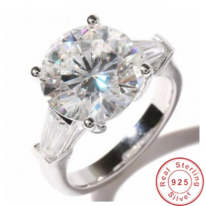 Solitaire Round cut 6ct Sona cz 925 Sterling Silver Engagement Rings