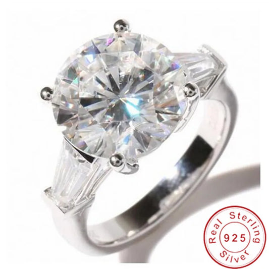 Solitaire Round cut 6ct Sona cz 925 Sterling Silver Engagement Rings