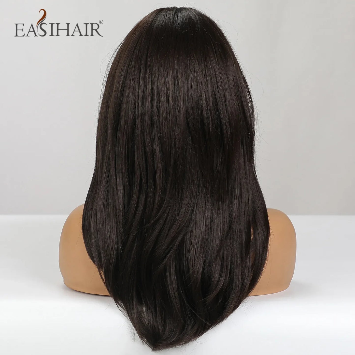 Dark Brown Black Synthetic Wigs