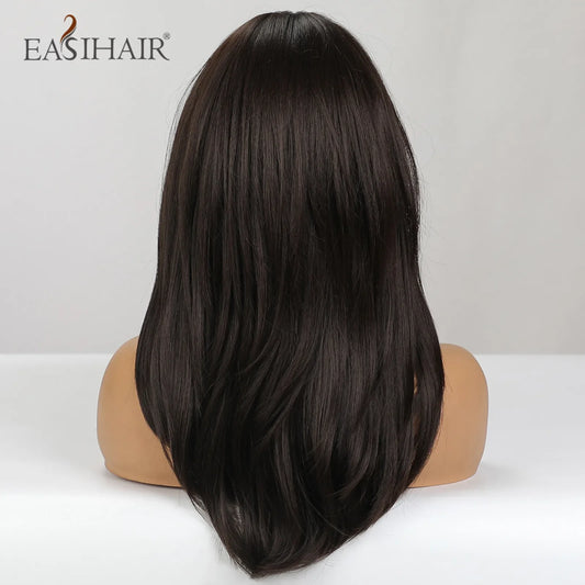 Dark Brown Black Synthetic Wigs