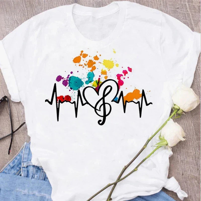 Funny Music Art Short Sleeves Black T-shirt