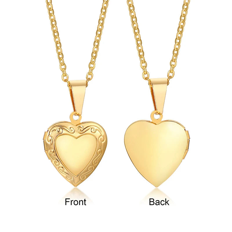 Photo Frame Glossy Stainless Steel Necklaces