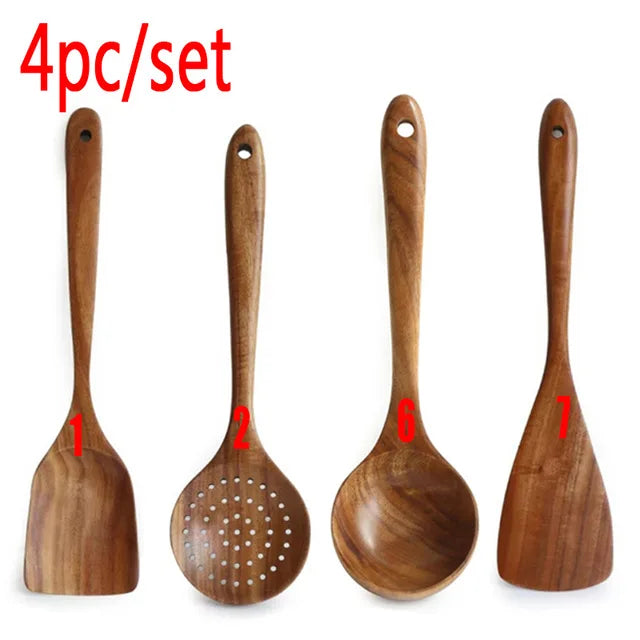1-9Pcs/set Wooden Kitchen Utensils Set
