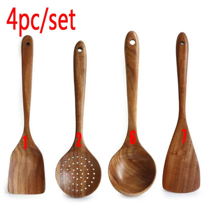1-9Pcs/set Wooden Kitchen Utensils Set