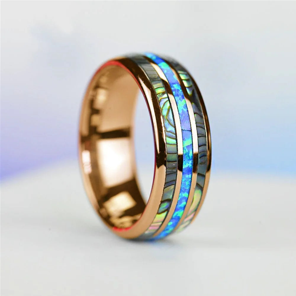 8mm Rose Gold Color Tungsten Stainless Steel Rings