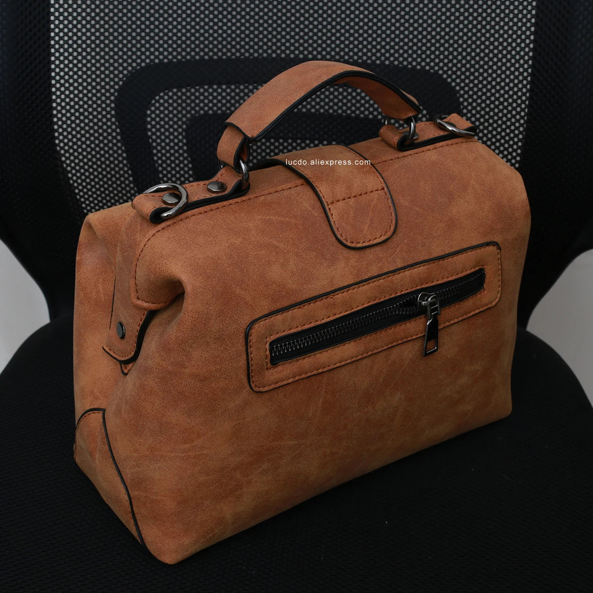 Plaid Rivets Design Doctor Crossbody High Quality PU Leather Tote Bags