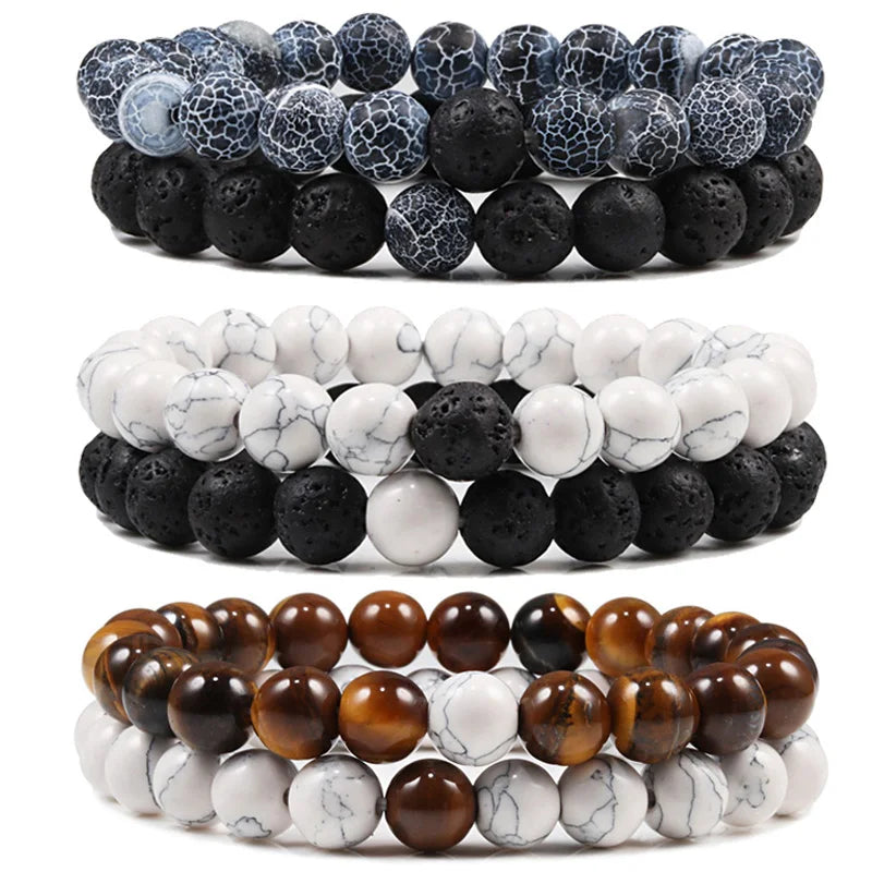 DANA Set Lava Stone Tiger Bracelets