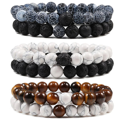 DANA Set Lava Stone Tiger Bracelets
