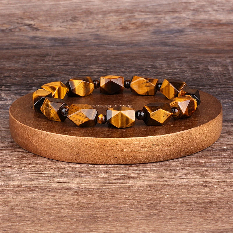 Natural Faceted Tiger Eyes Stone Reiki Bracelets
