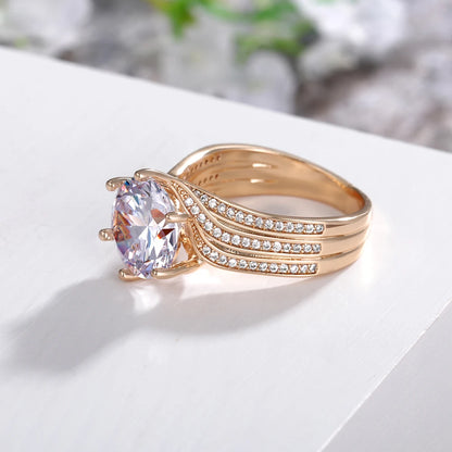 Gorgeous Solitaire 12MM Cubic Zirconia Bridal Gold Brilliant Rings