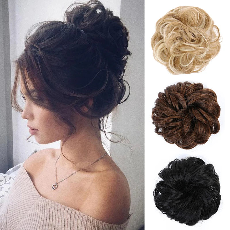 Natural Curly Messy Bun Hair Wigs