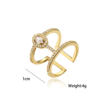 Gold Geometric Copper AAA+ Cubic Zirconia Ring