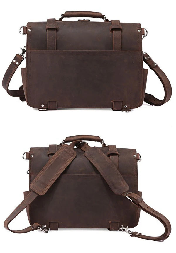 Vintage Crazy Horse Genuine Leather Briefcase Business Bag