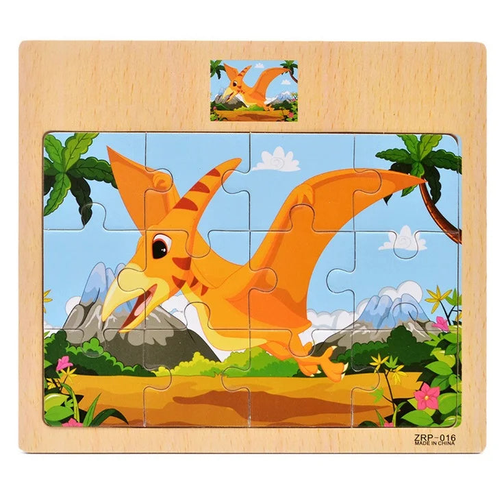 12/9 PCS Puzzles Wooden Kids Baby Wood Cartoon Toys