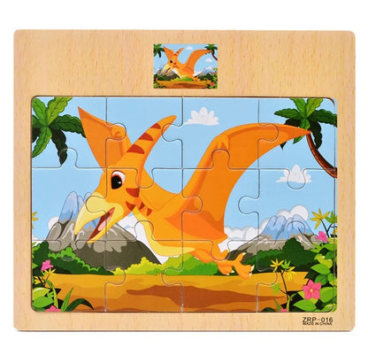 12/9 PCS Puzzles Wooden Kids Baby Wood Cartoon Toys