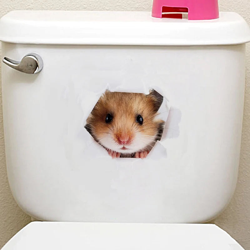 Cute Cats 3D Wall Sticker Hole View