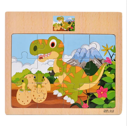 12/9 PCS Puzzles Wooden Kids Baby Wood Cartoon Toys