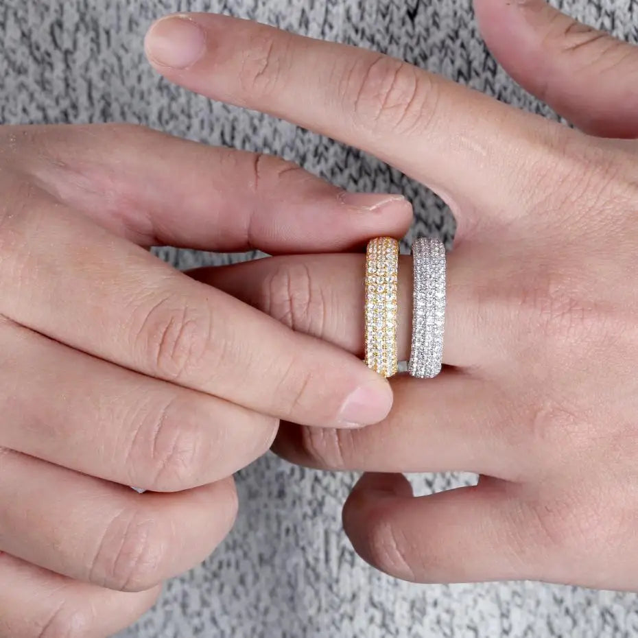 925 Sterling Silver Stamp Full Iced Out Cubic Zirconia Rings