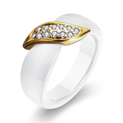 DANA Crystal Leaf Ceramic Rings