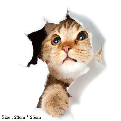 Cute Cats 3D Wall Sticker Hole View