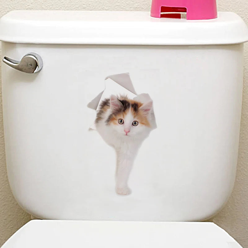 Cute Cats 3D Wall Sticker Hole View
