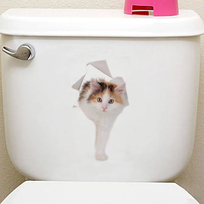 Cute Cats 3D Wall Sticker Hole View