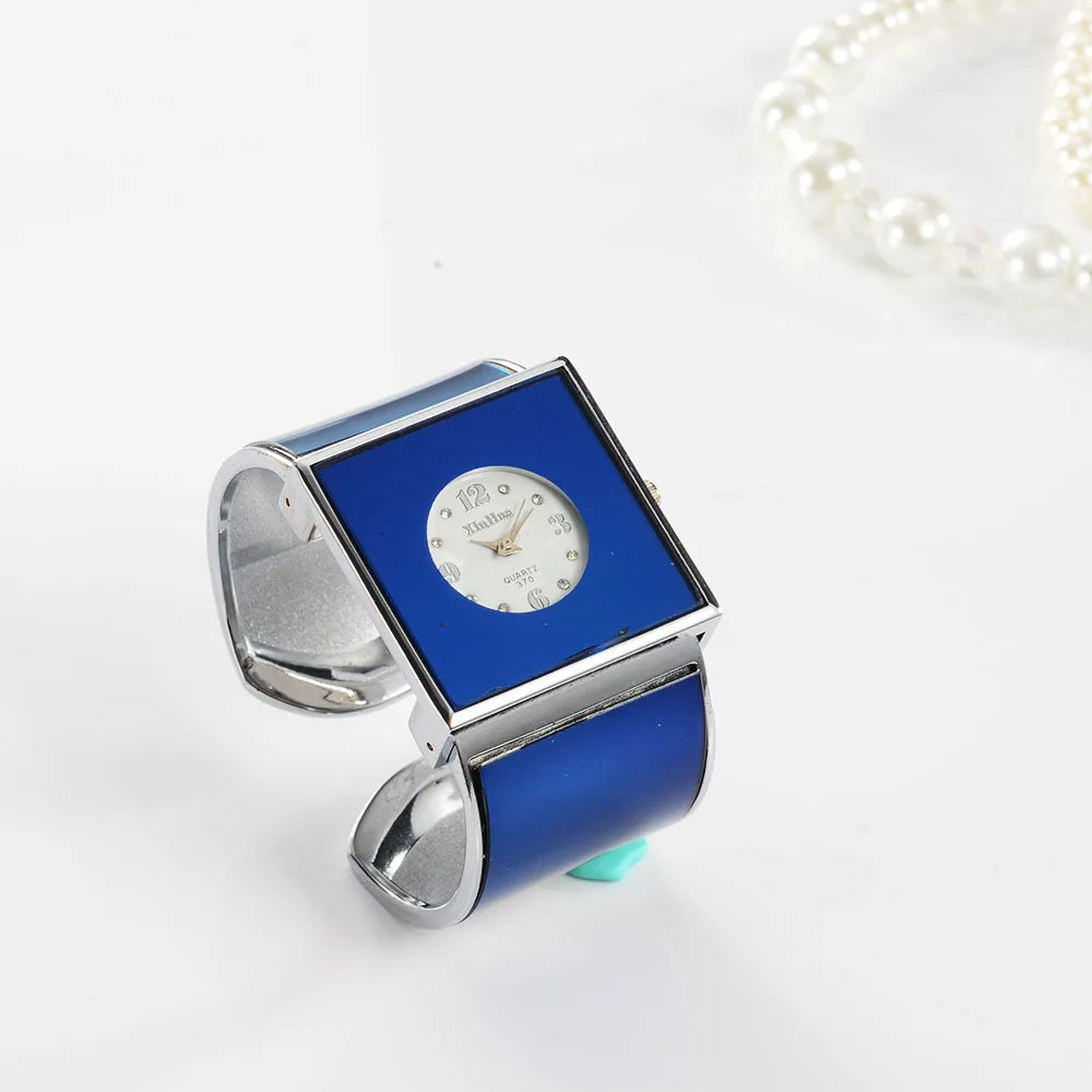 Big Stainless Steel Bracelet Luxury Crystal Watch