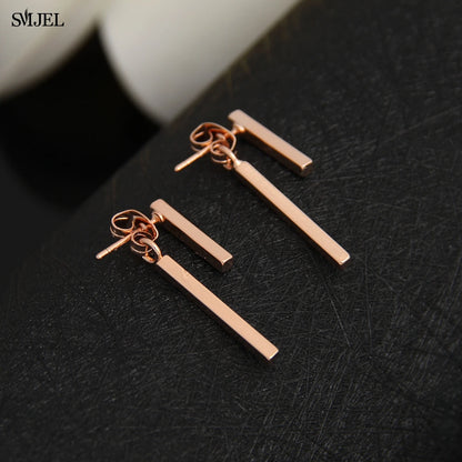 T Bar Drop Geometric Ear Jacket Earrings