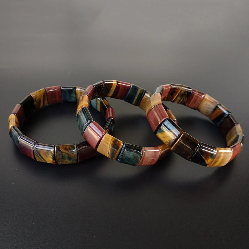 Colorful Tiger Eyes Natural Stone Beads Bangles & Bracelets Handmade Energy Bracelet