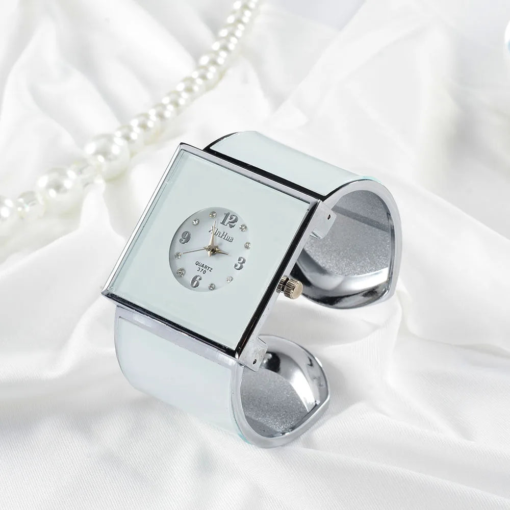 Big Stainless Steel Bracelet Luxury Crystal Watch