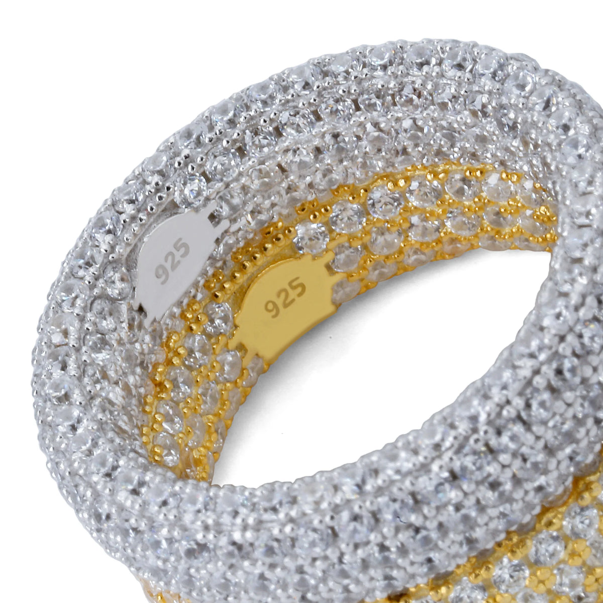 925 Sterling Silver Stamp Full Iced Out Cubic Zirconia Rings