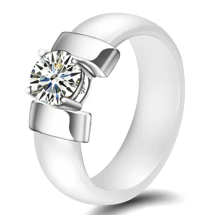 Ceramic Cubic Zirconia Stainless Steel Ring
