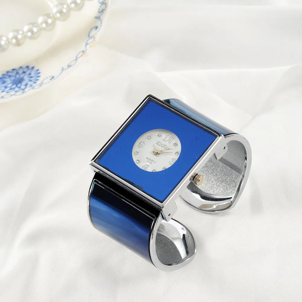 Big Stainless Steel Bracelet Luxury Crystal Watch