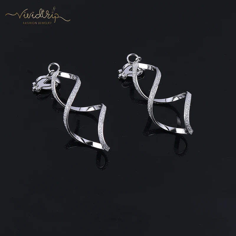 4 Color Geometry Irregular Metal Wave Clip on Earrings