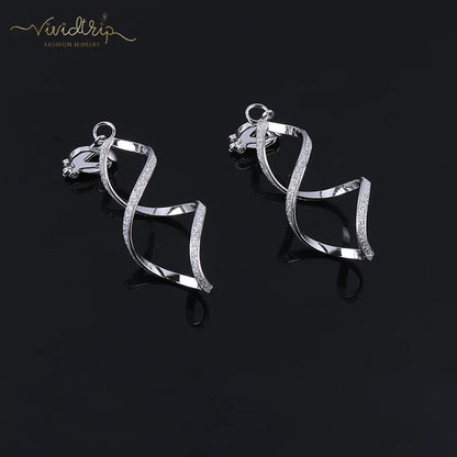 4 Color Geometry Irregular Metal Wave Clip on Earrings