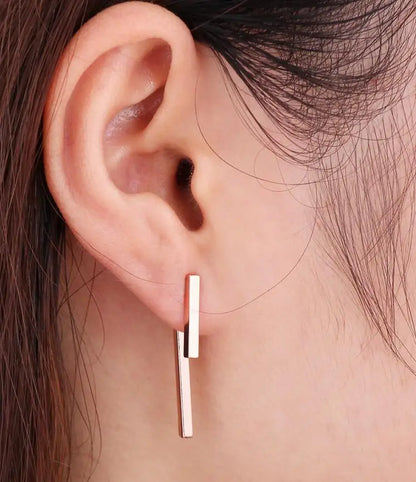 T Bar Drop Geometric Ear Jacket Earrings