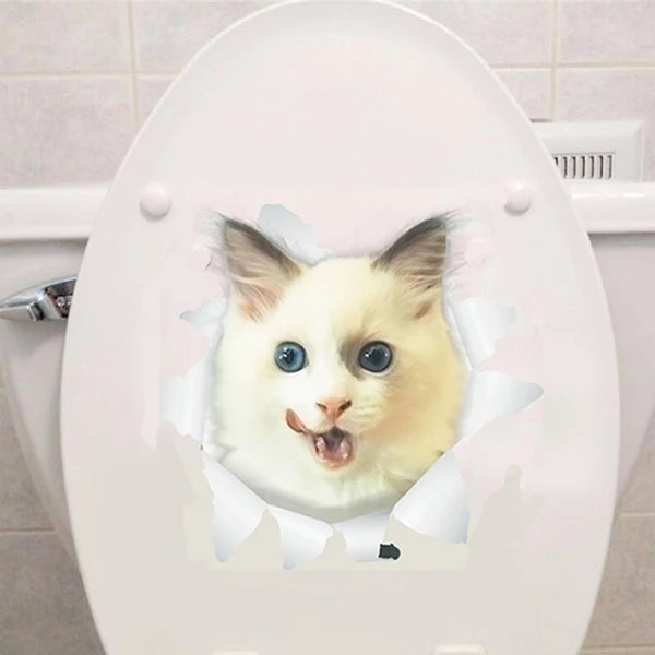 Cute Cats 3D Wall Sticker Hole View