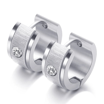 Stainless Steel Zircon Crystal hoop Earrings