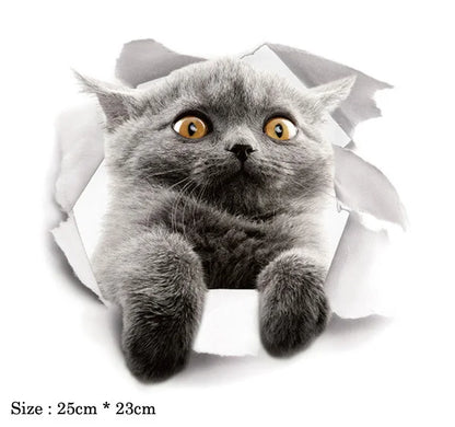 Cute Cats 3D Wall Sticker Hole View