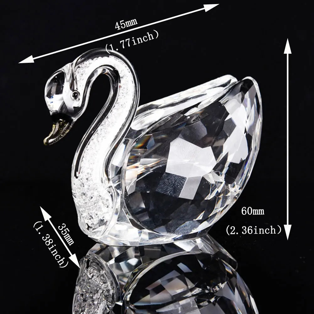 Diamond Swan Crystal Figurines Glass Ornament Table Decoration