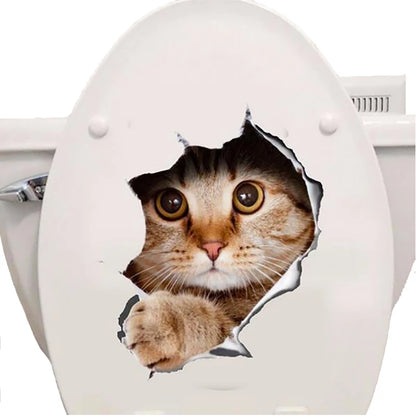 Cute Cats 3D Wall Sticker Hole View